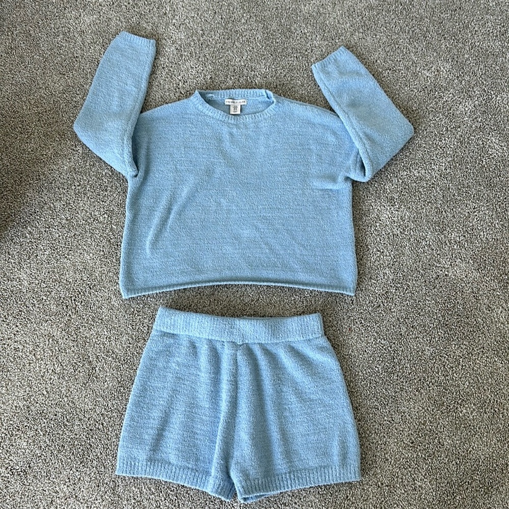 Sincerely Jules blue teddy bear lounge pajama set fleece size medium